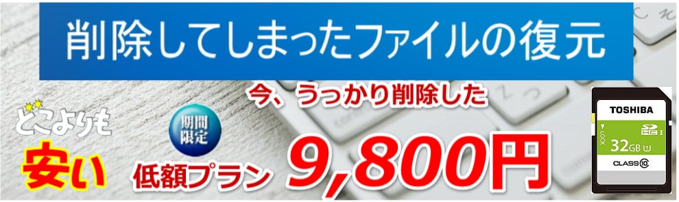 SDカード誤操作による画像削除データ復旧料金が9800円